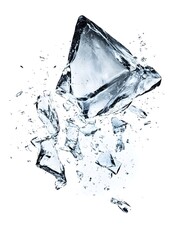 Poster - Shattered Crystalline Fragment in Icy Abstractive Composition with Mesmerizing Geometric Patterns Reflections and Lighting Effects
