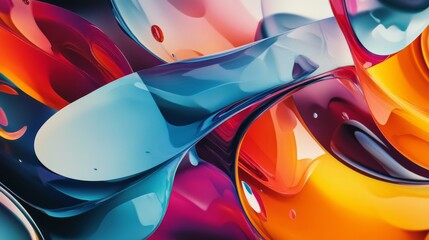 Fototapete - Detailed view of a digital graphic with overlapping shapes and vibrant colors, creating a sense of depth and movement for creative design projects.