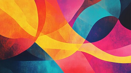 Fototapete - Detailed view of a digital graphic with overlapping shapes and vibrant colors, creating a sense of depth and movement for creative design projects.