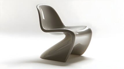 Poster - Smooth and Curved Contemporary Plastic Chair on White Background