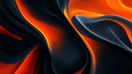 Poster - This artwork features a captivating blend of flowing shapes, merging deep black with radiant red and orange tones. The design captures a sense of movement and emotion