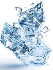 Poster - Striking frozen crystals forming a translucent glacier ice block with reflective and shiny surfaces