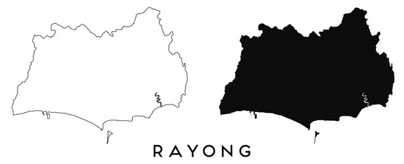 Poster - Rayong map outline and black silhouette vector