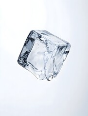 Poster - Transparent and clear frozen ice crystal block on minimal studio setup  Luxury and premium geometric abstract background with cold and icy geometric design
