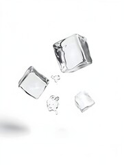 Poster - Transparent frozen ice cubes floating in mid air with a dramatic lighting effect creating a minimalist abstract and elegant visual composition  The ice blocks have a crisp clear and icy appearance