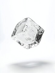 Poster - Transparent ice cube with intricate crystalline refractive and reflective properties creating a stunning minimalist design element with a high end elegant and luxurious aesthetic  The cube s angular