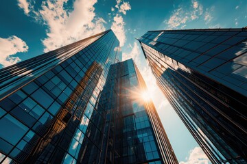 Urban Financial Hub: Headquarter Skyscraper in Downtown Business Center