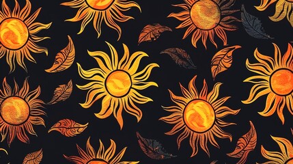 Sun pattern seamless wallpaper