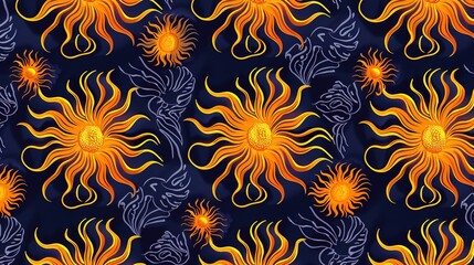 Sun pattern seamless wallpaper