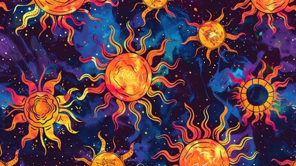 Sun pattern seamless wallpaper