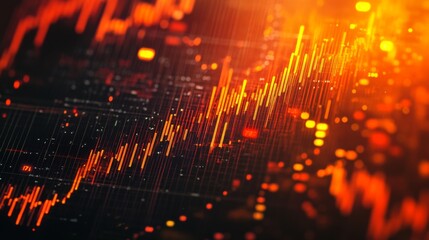 Leinwandbilder - High-resolution close-up of a digital financial graph with candlestick patterns, emphasizing the volatility and performance of market assets.