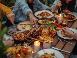 Wall Mural - Friendly Gathering at a Festive Table