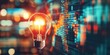 © Taras Vykhopen - A light bulb symbolizes innovative business ideas over a dynamic stock market graph