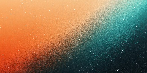 Wall Mural - Abstract gradient background featuring orange, teal, and black with a grainy retro aesthetic