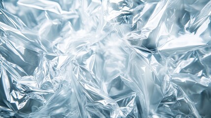 Poster - Crumpled and shiny plastic sheets create an abstract composition, reflecting light and showcasing intricate textures in a vivid interplay