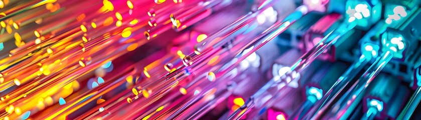 Poster - Vibrant abstract image showcasing colorful light trails and digital patterns, perfect for technology and modern design themes.