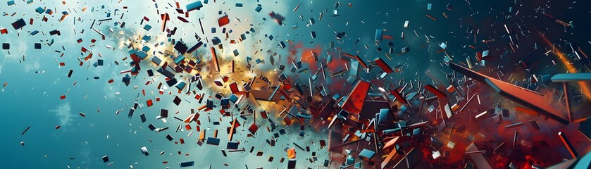 Poster - Vibrant explosion of color and debris, creating a dynamic and energetic abstract design suitable for various creative projects.