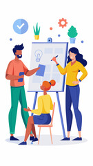Fototapete - A group of people are working together on a whiteboard
