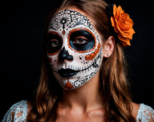 Portrait of a woman in Halloween makeup