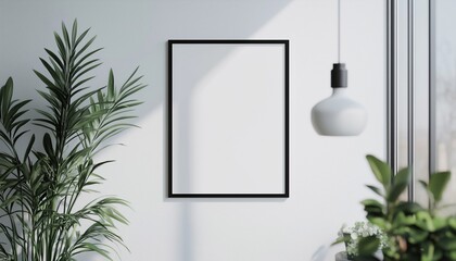 Poster - Displaying A Photo Frame Mockup On A Pristine White Wall. A Visual Presentation Of A Picture Frame Mockup For A Decor Idea.