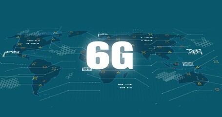 Poster - Animation of 6g text over world map and data