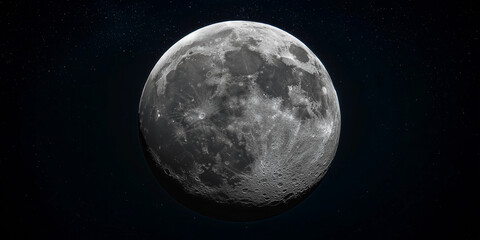 full view of the moon showcasing detailed craters and textures against a dark sky, illuminated by so