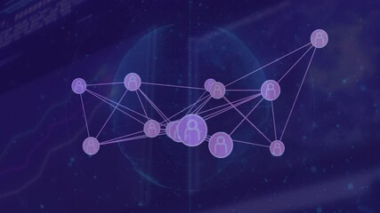 Poster - Animation of network of connections with people icons over globe