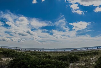 Sticker - Low angle view of Long Beach in New York on Long Island during a beautiful day