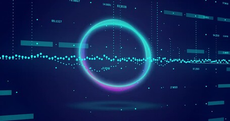 Aufkleber - Circular glowing ring and data points with numerical values, data visualization animation