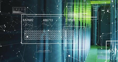 Poster - Animation of data processing and shapes over server room