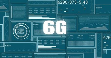Poster - animation of 6g text over data processing