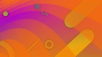 Poster - Animation of vibrant abstract shapes moving on orange to pink gradient background