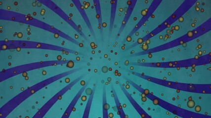 Poster - Animation of glowing light spots moving over blue stripes background