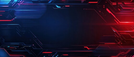 Poster - Background gaming abstract neon sci-fi themes cyberpunk red and blue dynamic technology wallpaper AI generated image