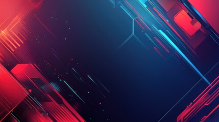 Poster - Background gaming abstract neon sci-fi themes cyberpunk red and blue dynamic technology wallpaper AI generated image