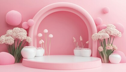 Poster - 3d Rendering For Kid'S Product Display Or Showcase - Perfect For Advertising And Mockups. Stand Out And Impress With This Scene.
