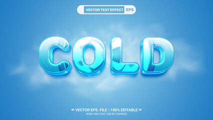 Aufkleber - Cold editable 3d vector text style effect on winter fog background 