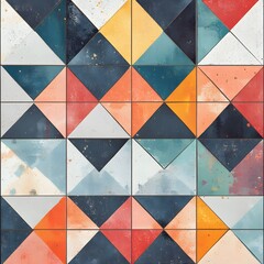 Wall Mural - 24. Retro-inspired tile pattern with colorful triangles and chevrons