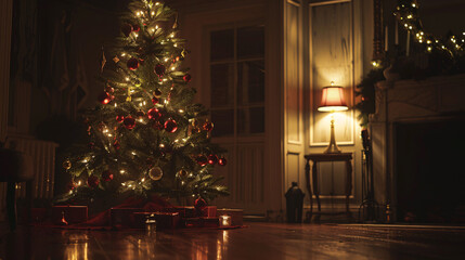 Poster - christmas tree with lights