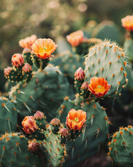 Wall Mural - cactus with flowers