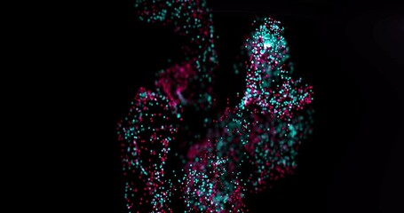 Sticker - Colorful particles forming abstract shapes, digital data visualization animation