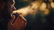 © XtravaganT - Man Blowing Breath in Golden Light