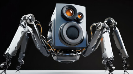 Poster - A robot with a large speaker on its head