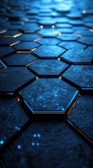 Abstract Blue and Orange Hexagonal Grid with Glowing Edges