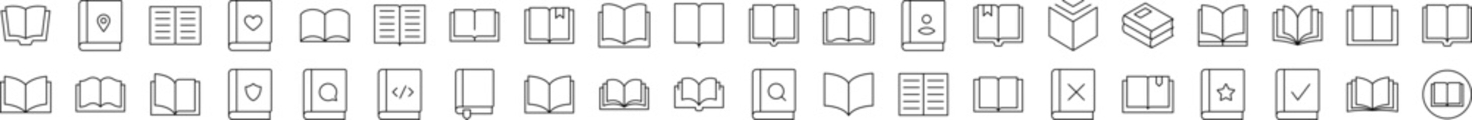 Opened Book Related Icon Set. Editable Stroke. Suitable for Web Sites, Books, Cards, Apps