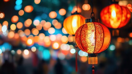 Red Lanterns in a Festive Street