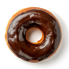 Donut with chocolate glaze isolated on white background. 