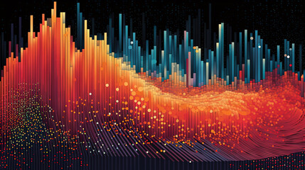 Aufkleber - Artistic 3D bar graph with particles for business market presentation. Generated AI.