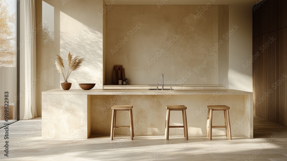 modern kitchen island, sleek kitchen island with modern bar stools ...