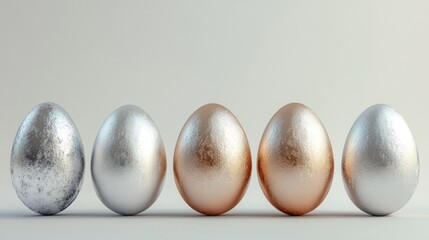 Wall Mural - Metallic Easter Eggs in a Row